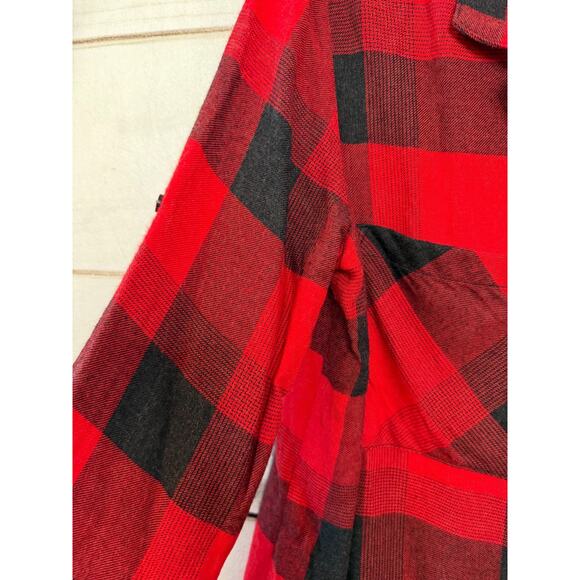 Cloth & Stone S Red Black Winter Plaid Flannel Top Cozy Everyday Wear - Picture 6 of 6